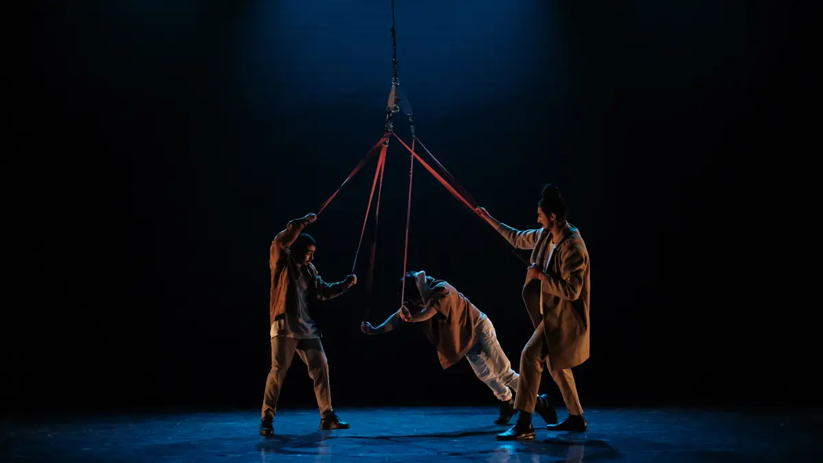 Un spectacle de sangles aériennes sous chapiteau